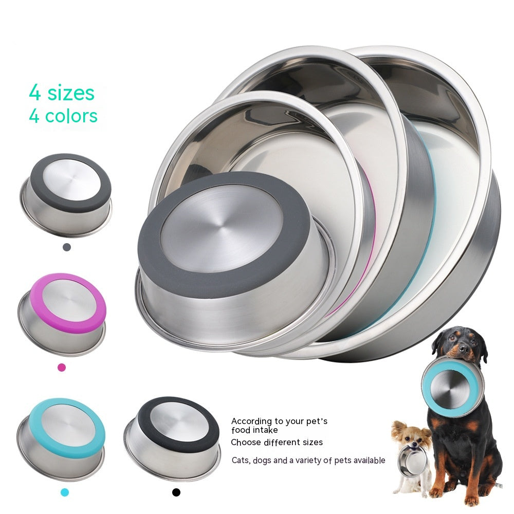 Silicone Pet Bowl Stainless Steel Dog Bowl Dog Food Bowl Feeding Drinking Pet Supplies Cat Bowl