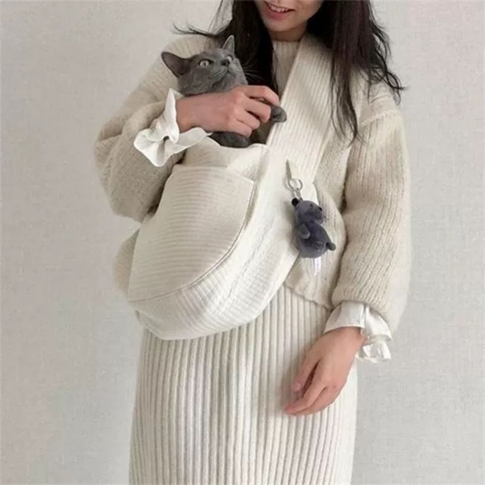 Dog Puppy Bag Handmade Pet Cat Kitten Carrier Outdoor Travel Handbag Canvas Single Shoulder Bag Tote Shoulder Bag Breathable