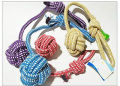 Hand - knitted dog - leash toys