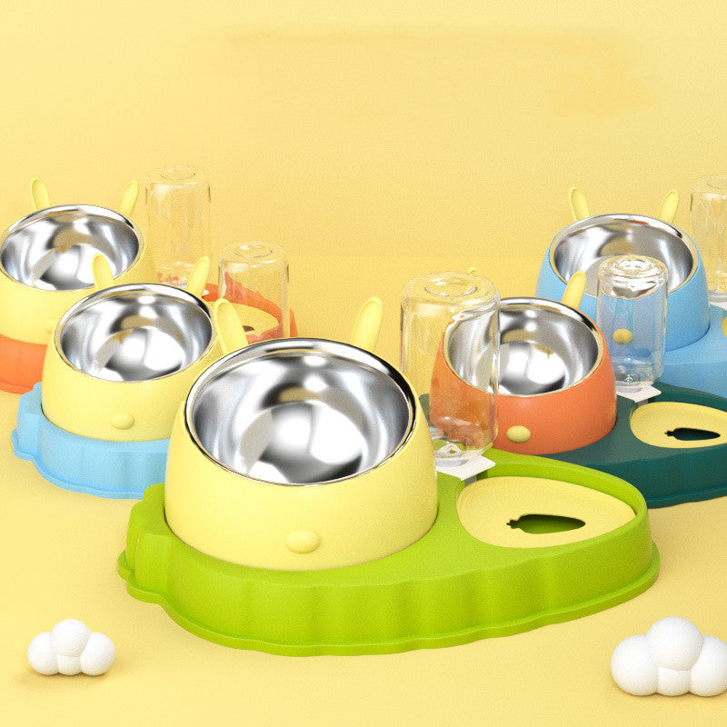 Double Bowl Stainless Steel Carrots Antiskid Pet Feeding Tool Tilt Design Carrot Appearance Dog Bowl For Indoor Pets Products