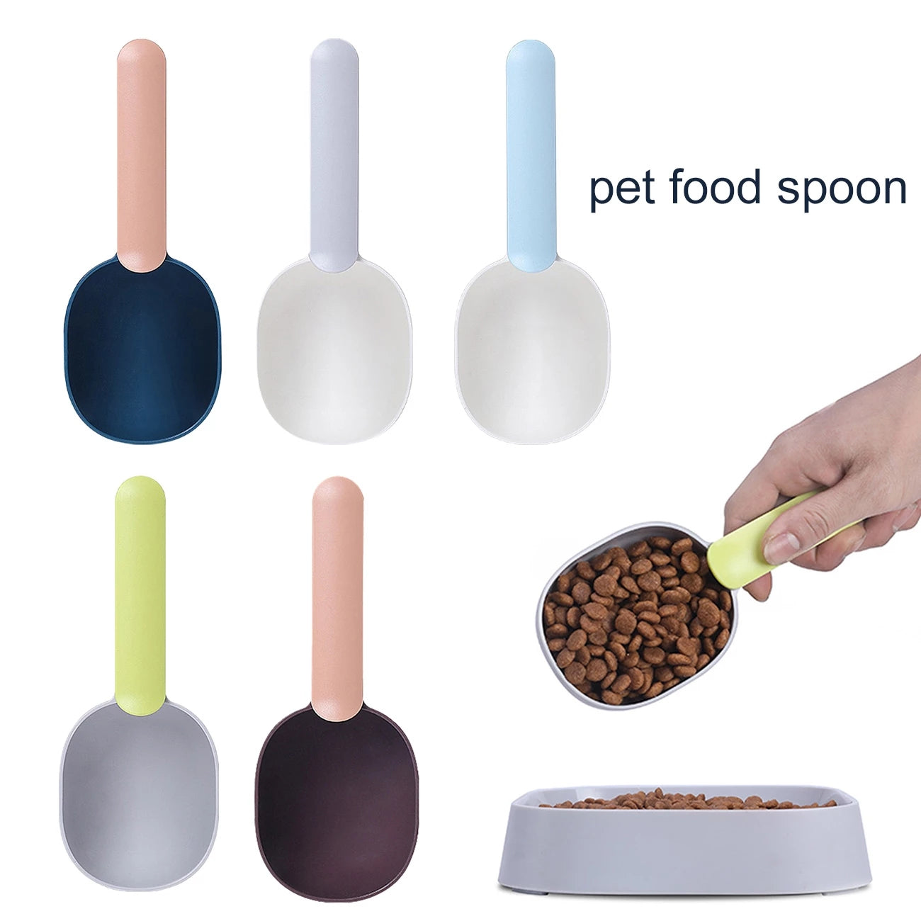 Pet Food Scoop With Ergonomic Bag Clip Handle For Cats Puppies And Small Dogs Measuring Scoop Dog Food Scoop, Plastic Measuring Cup Pet Food Feeding 1 Cup Spoon Long Handle With Clip For Dogs Cats