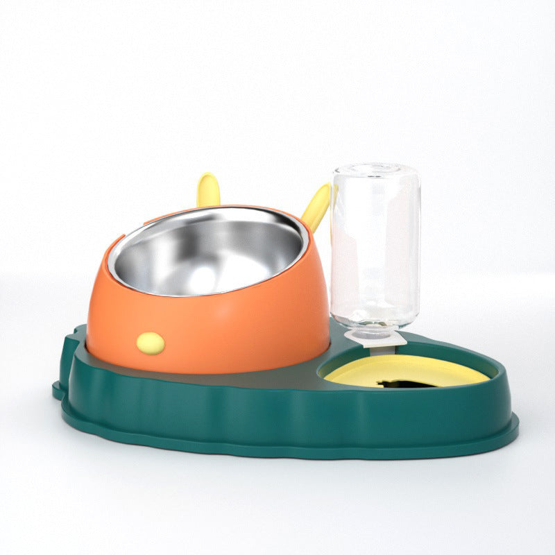 Double Bowl Stainless Steel Carrots Antiskid Pet Feeding Tool Tilt Design Carrot Appearance Dog Bowl For Indoor Pets Products